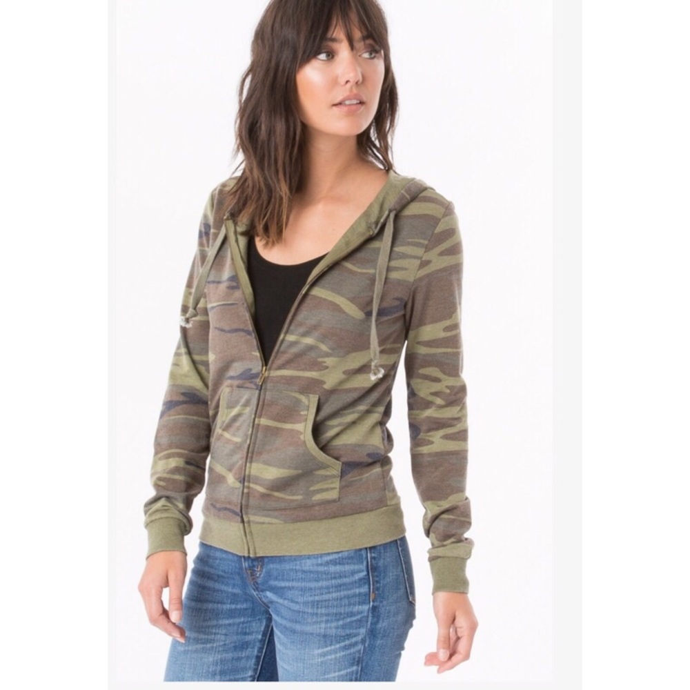 NWT  Z Supply camo zip hoodie green & grey - Picture 2 of 6